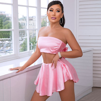 Variant image for Dam Satin Klädset Löst Sittande Topp och Byxor-1