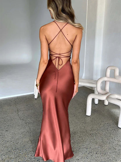 Kvinnors Bodycon Klänning Elegant Satin-3