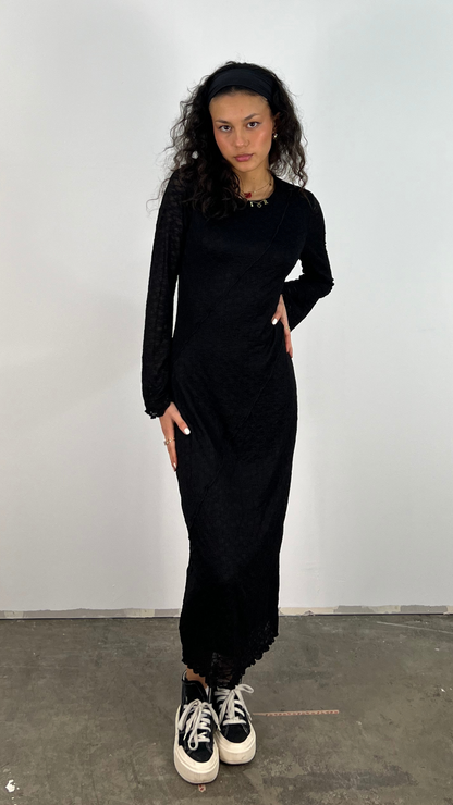 Damklänning Långärmad Ogenomskinlig Polyester Snäv Passform-2