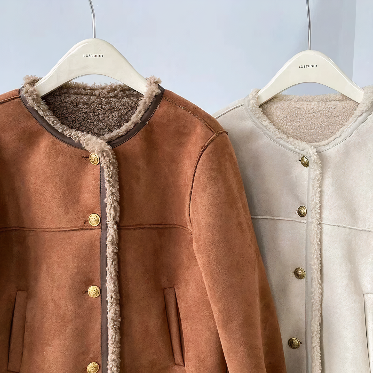 Damjacka i Mocka med Sherpa Fleece Foder för Kalla Dagar 5
