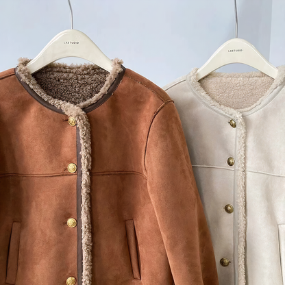 Damjacka i Mocka med Sherpa Fleece Foder för Kalla Dagar 5