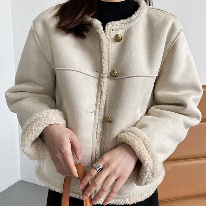Damjacka i Mocka med Sherpa Fleece Foder för Kalla Dagar 8