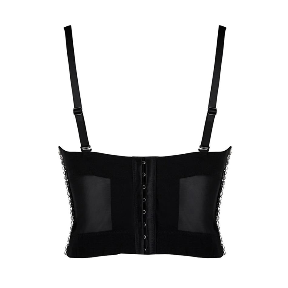 Dam Bustier Justerbara Remmar Pärldekorationer Bomull Rayon-2