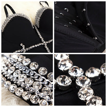 Dam Bustier Justerbara Remmar Pärldekorationer Bomull Rayon-3