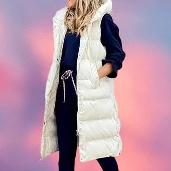 Lång Väst Dam i Bomull och Polyester – Avslappnad Stickad Design för Höst och Vinter 2