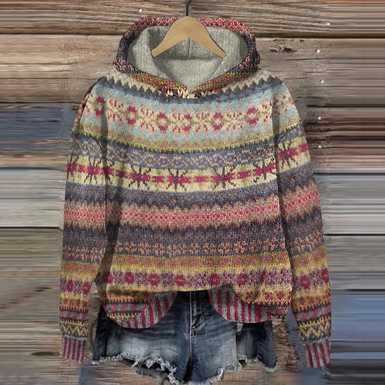 Variant image for Stickad Dam Tröja Färgglad 100% Bomull med Elastisk Nederkant och Broderi-3