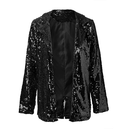 Dam Blazer Paljetter Glamour Modern Högkvalitativt Material-4