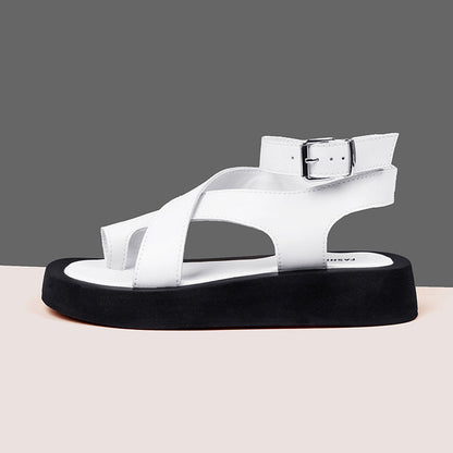 Variant image for Kvinnors Klipptå Sandaler Plattform Äkta Kalvskinn-19