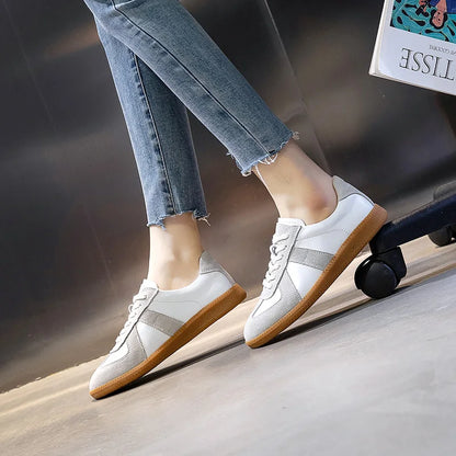 Kvinnors Sneakers Platta Läder-2