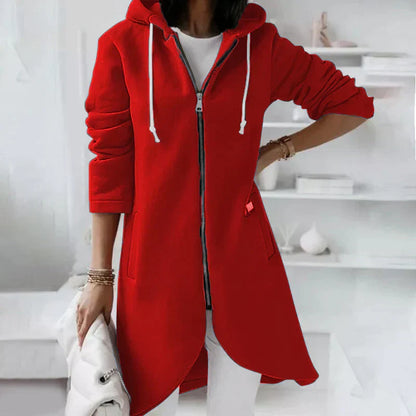 Damjacka Hoodie med Blixtlås och Huva i Bomull och Polyester 5