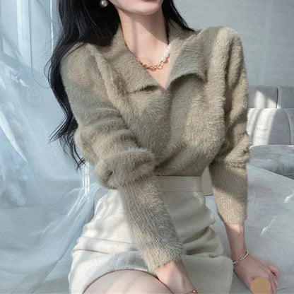 Dam Tröja Peter Pan-krage Mjuk Bomullsblandning Tätt Passande 6