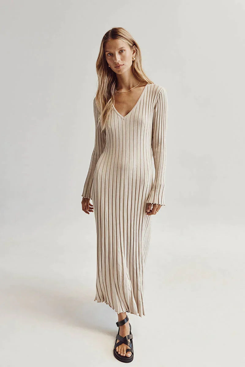 Maxiklänning Dam V-ringning Stretchigt Tyg Elegant Design-2