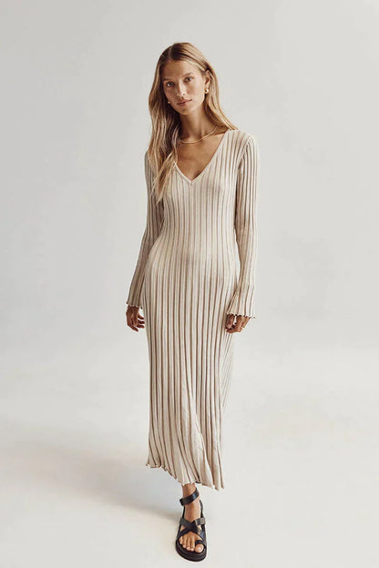 Maxiklänning Dam V-ringning Stretchigt Tyg Elegant Design-2