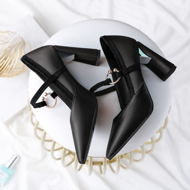 Dam Stilettskor Fyrkantig Design PU-läder 9 cm Klack-5