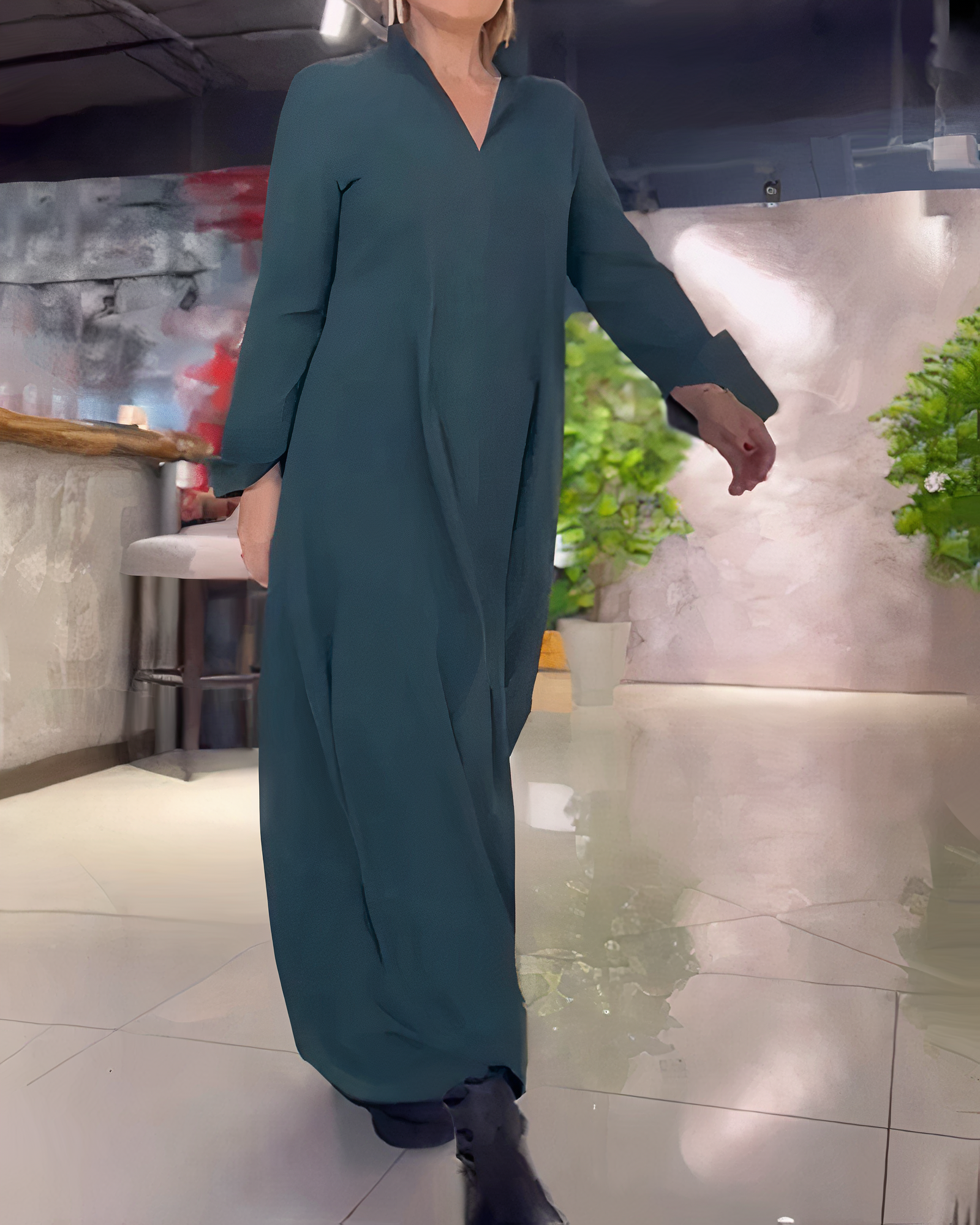 Variant image for Dam Maxiklänning Långa Ärmar Polyester Elegant Silhuett-25