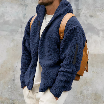 Herrjacka Vinterjacka Dubbelsidig Fleece med Huva 4