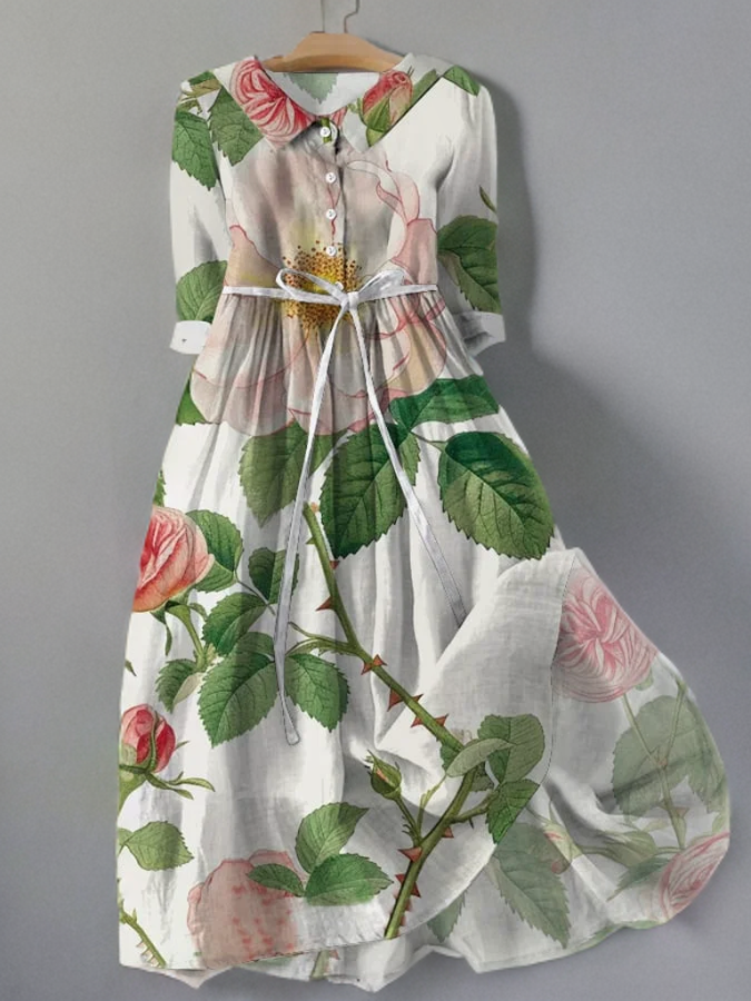 Fina Dam Klänningar Vintage Blommor Spets Lätt Material-1