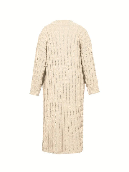 Kvinnors Stickad Jacka Långa Ärmar Högkvalitativt Garn-3