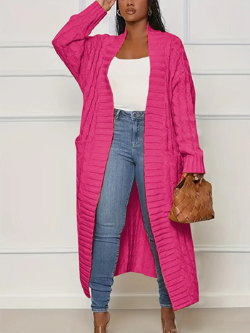 Variant image for Kvinnors Stickad Jacka Långa Ärmar Högkvalitativt Garn-11