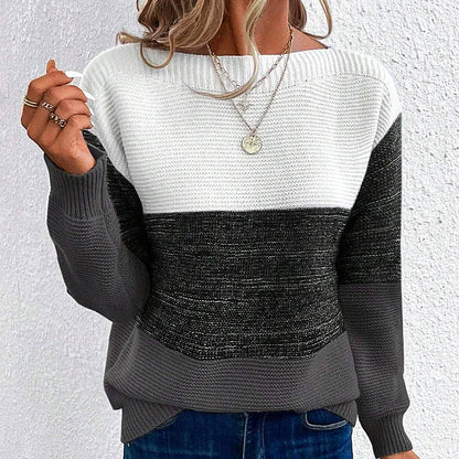 Variant image for Kvinnors Tröja Trefärgad Mönster Mjuk Fiber-1