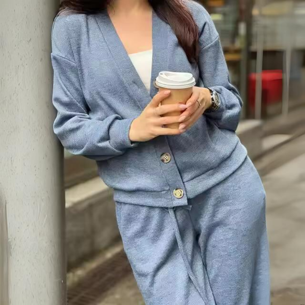 Dam Gilet Set Avslappnad Stil Mjuk Bomull 6