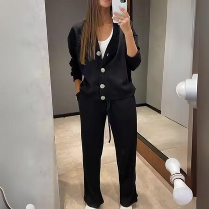 Dam Gilet Set Avslappnad Stil Mjuk Bomull 2