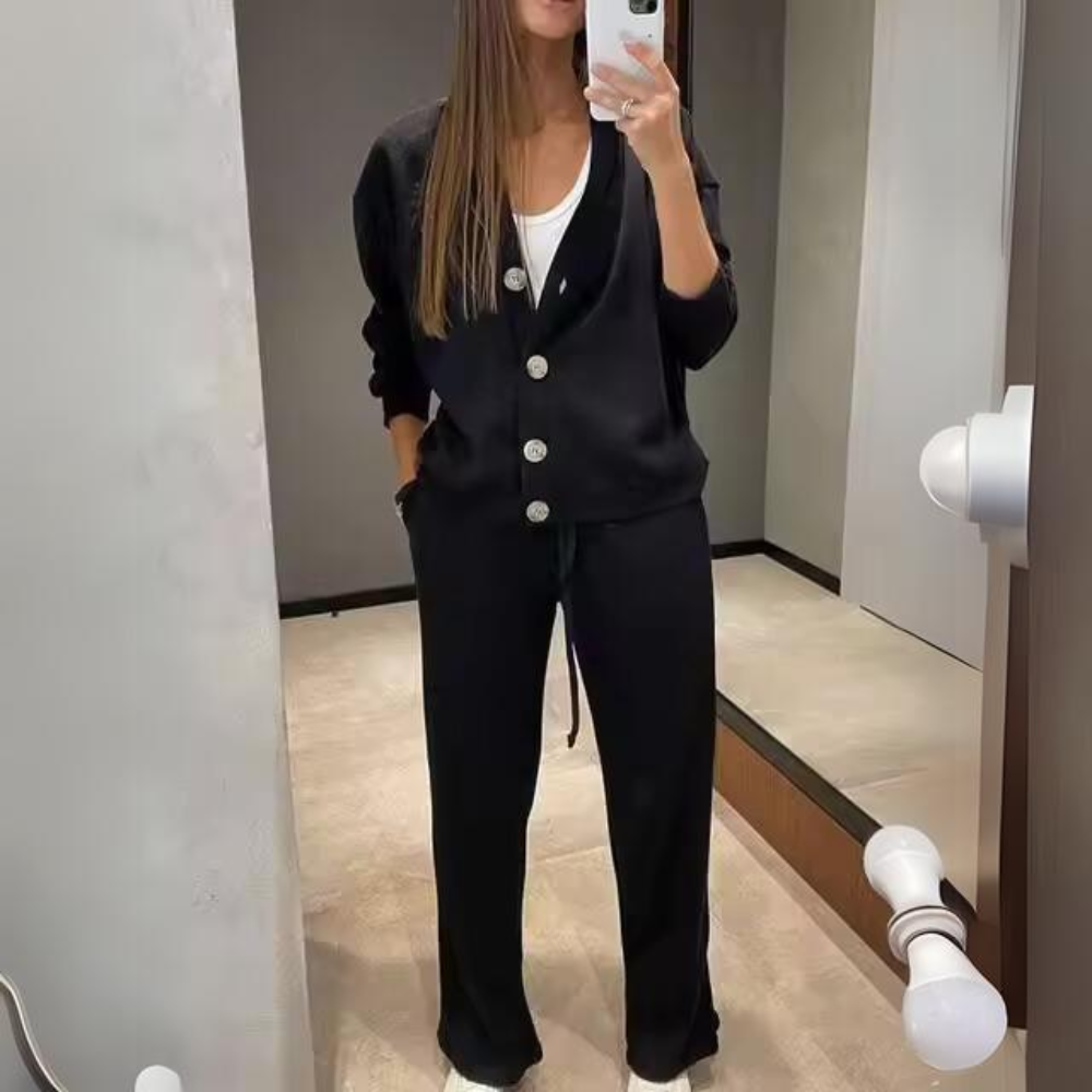 Dam Gilet Set Avslappnad Stil Mjuk Bomull 7