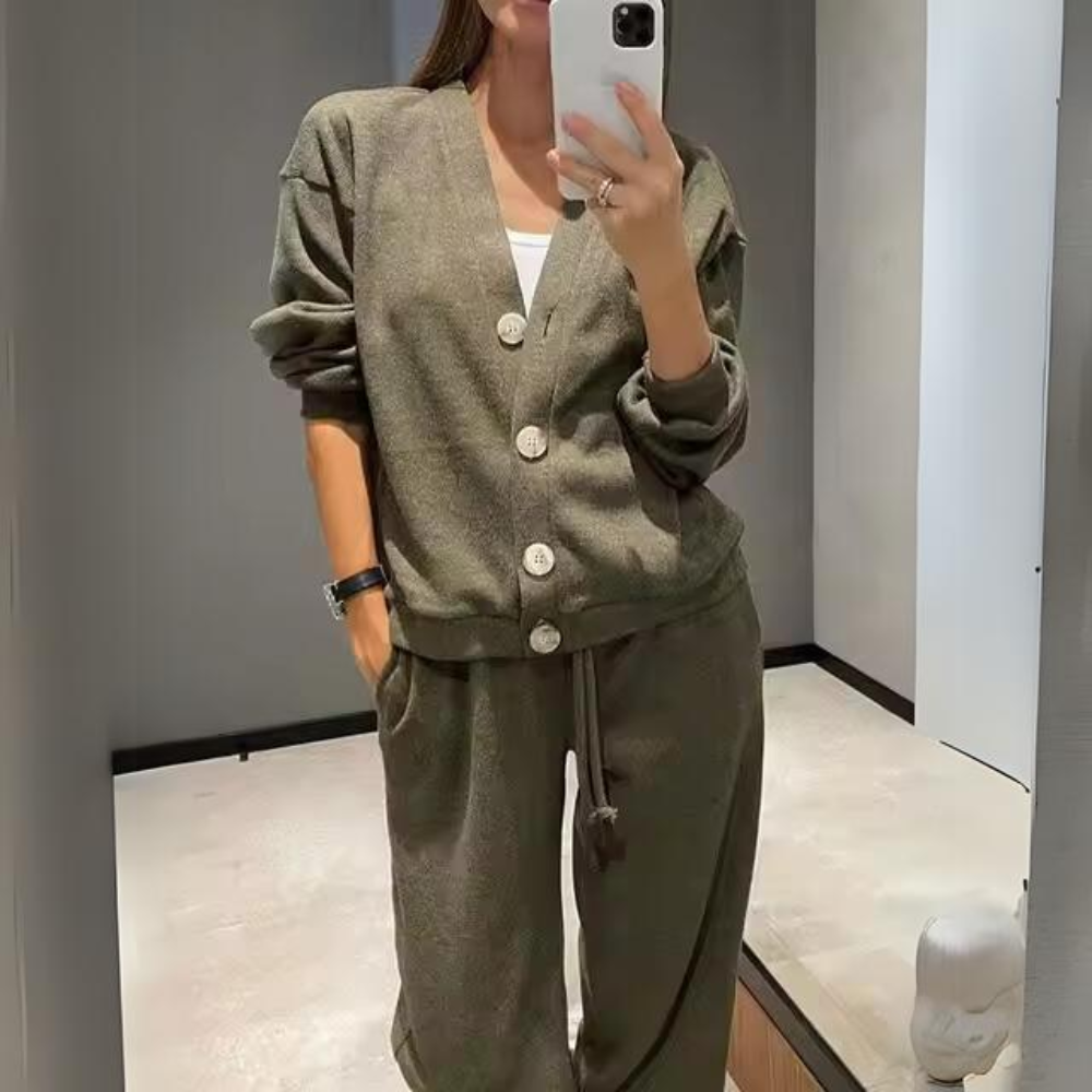 Dam Gilet Set Avslappnad Stil Mjuk Bomull 9