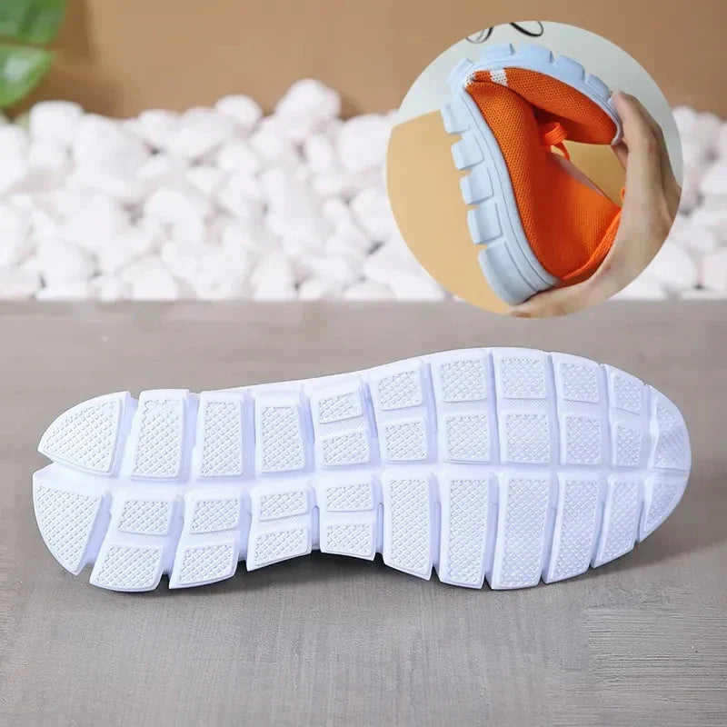 Kvinnors Andningsbara Sneakers med Mjuk Sula – Stickad Design för Daglig Komfort, Stora Storlekar 3
