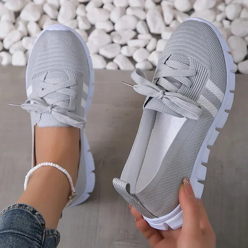 Kvinnors Andningsbara Sneakers med Mjuk Sula – Stickad Design för Daglig Komfort, Stora Storlekar 8