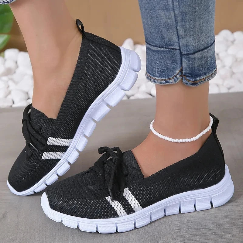 Kvinnors Andningsbara Sneakers med Mjuk Sula – Stickad Design för Daglig Komfort, Stora Storlekar 10