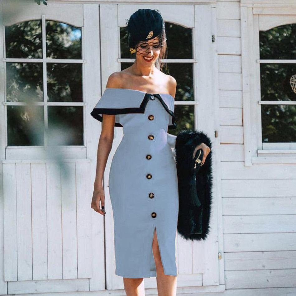 Variant image for Kvinna Midi Klänning Elegant Tätt Passande Polyester-1