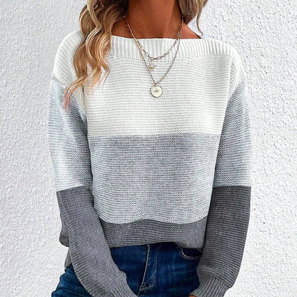 Variant image for Kvinnors Tröja Trefärgad Mönster Mjuk Fiber-17