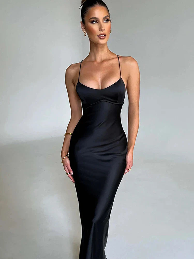 Kvinnors Bodycon Klänning Elegant Satin-1