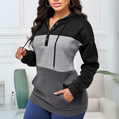 Kvinnors Hoodie med Justerbar Huva och Långa Ärmar – Mjukt Tyg i Svart, Perfekt för Avslappnade Tillfällen 3