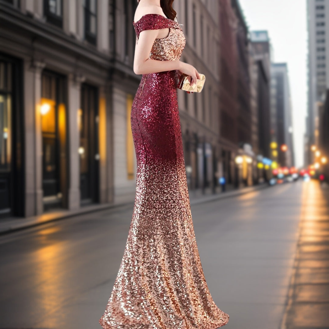Dam Aftonklänning Lång Paljetter Elegant Polyester 2