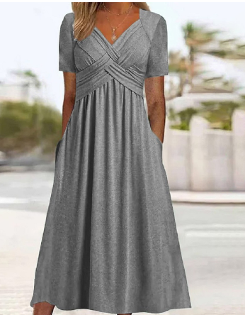 Variant image for Kvinna Enkel Klänning V-ringning Lätt Material-1