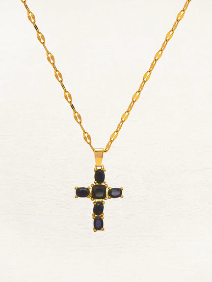 Variant image for Dam Halsband Korsdesign Guld Zirkonia-3