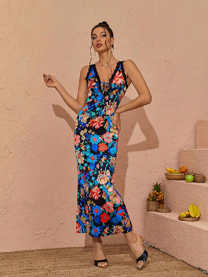 Dam Långklänning Elegant Högkvalitativ Tyg 5