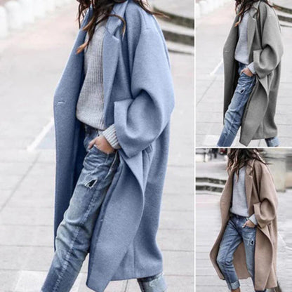 Dam Trenchcoat Vinter Elegant Kvalitet Isolerad Tyg-2