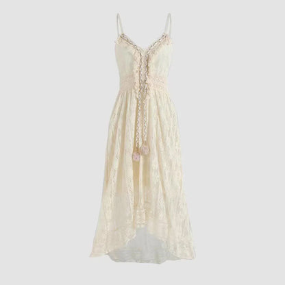 Dam Sommarklänning V-Neck Spets Polyester för Bröllop och Fest-4