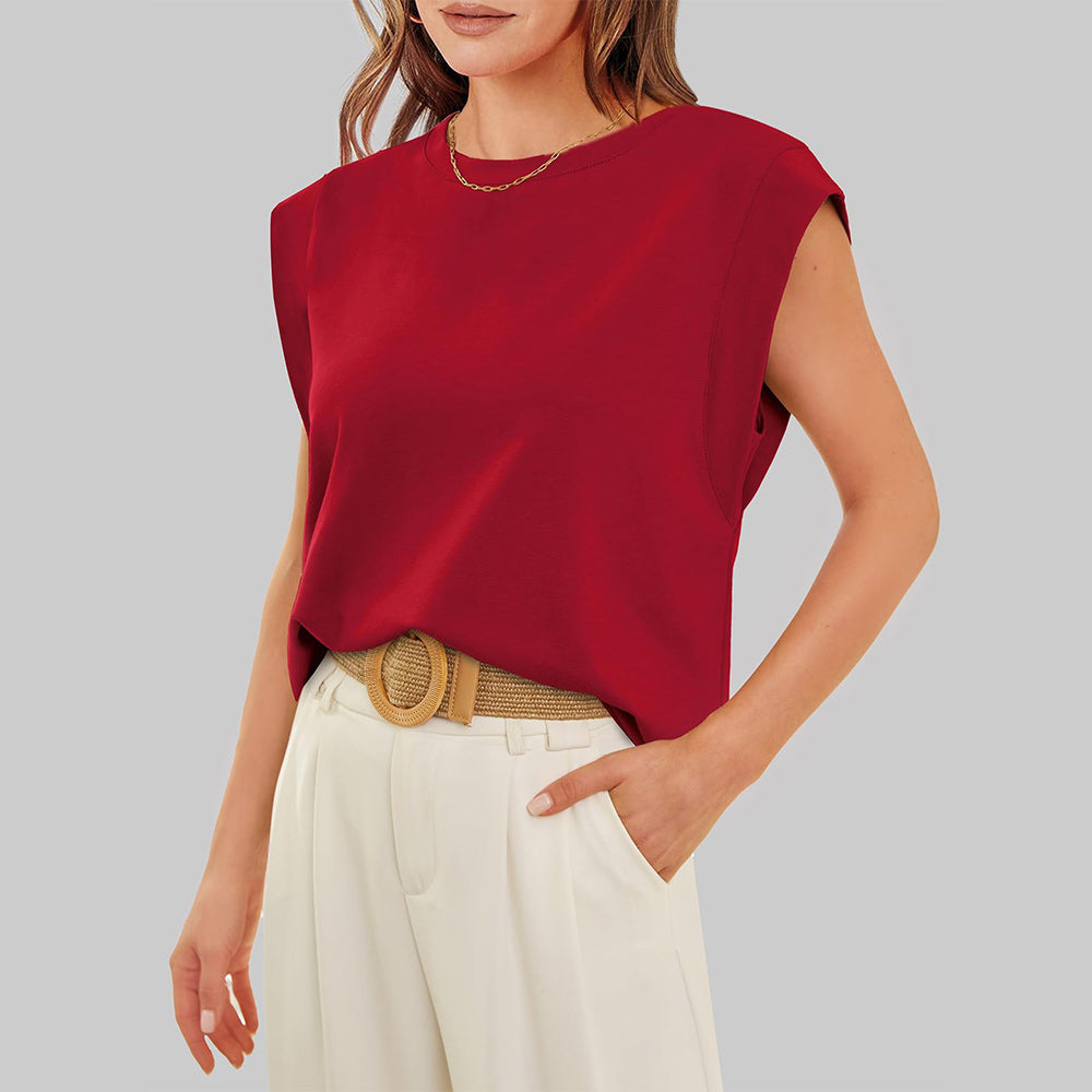 Dam T Shirt Ärmlös Rundhalsad Bomull 1