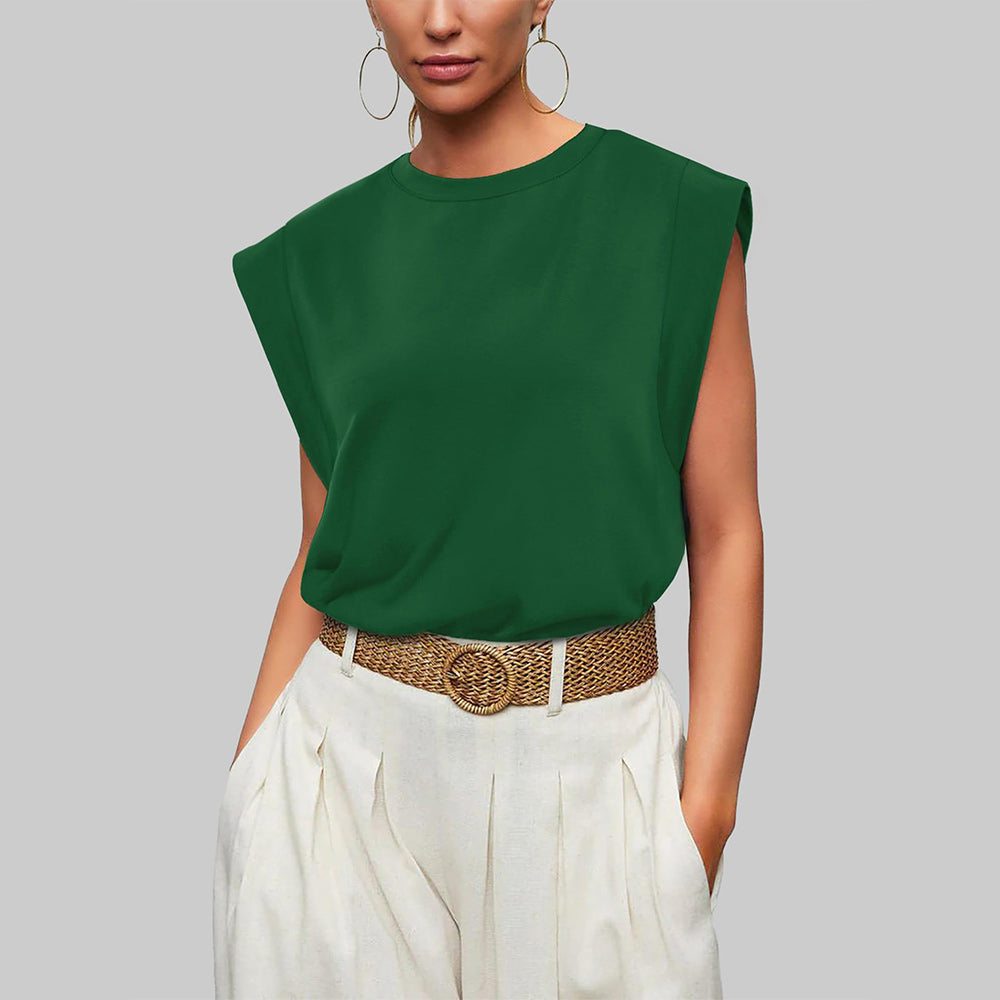 Dam T Shirt Ärmlös Rundhalsad Bomull 6