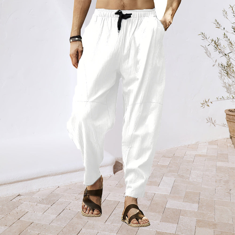 Variant image for Herrbyxor med Elastiskt Midjeband i Andningsbart Linne Material-2