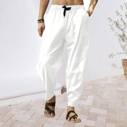 Variant image for Herrbyxor med Elastiskt Midjeband i Andningsbart Linne Material-2