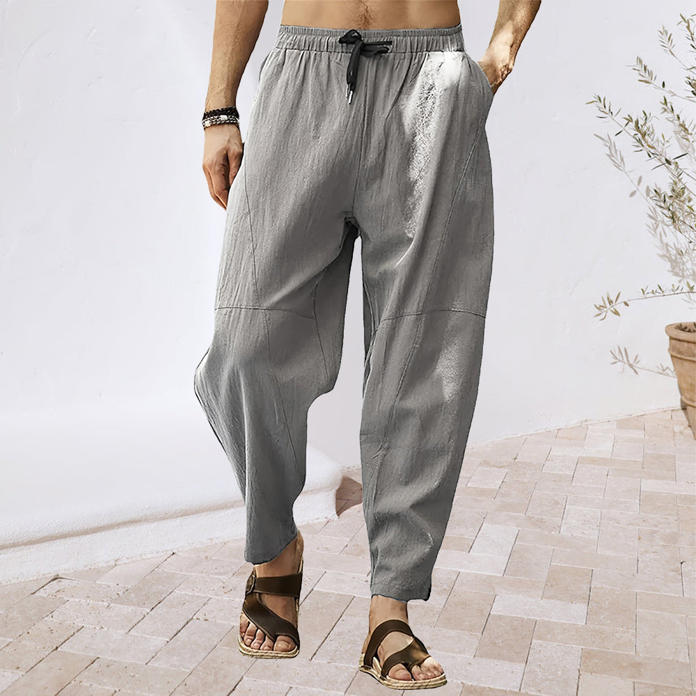 Variant image for Herrbyxor med Elastiskt Midjeband i Andningsbart Linne Material-6