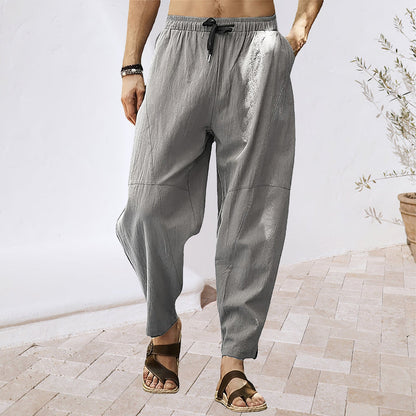 Variant image for Herrbyxor med Elastiskt Midjeband i Andningsbart Linne Material-6