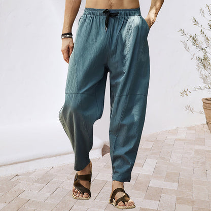 Variant image for Herrbyxor med Elastiskt Midjeband i Andningsbart Linne Material-16