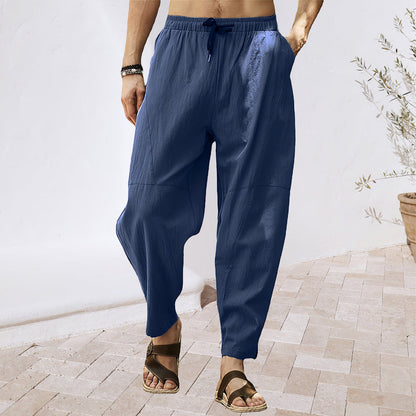 Variant image for Herrbyxor med Elastiskt Midjeband i Andningsbart Linne Material-21