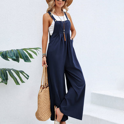 Dam Fritidsoverall Avslappnad Bomull Med Breda Ben-1